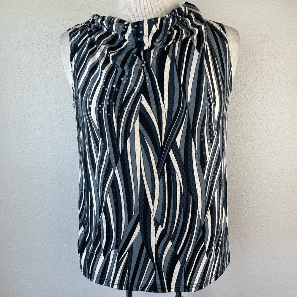 Notations Sleeveless Sequined Blouse Top Size Petite M EUC